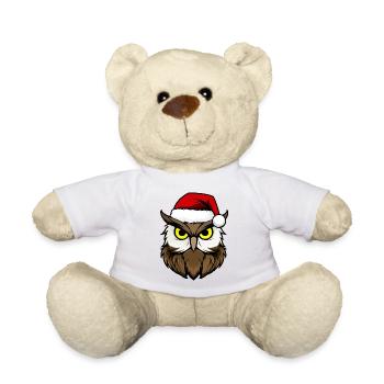Eulen Weihnachten / Weihnachtsmann Vogel - Teddy - Weiß - Vorne