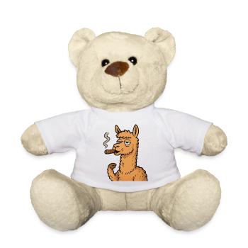 Lama mit Zigarre – Frecher Tierhumor - Teddy - Weiß - Vorne