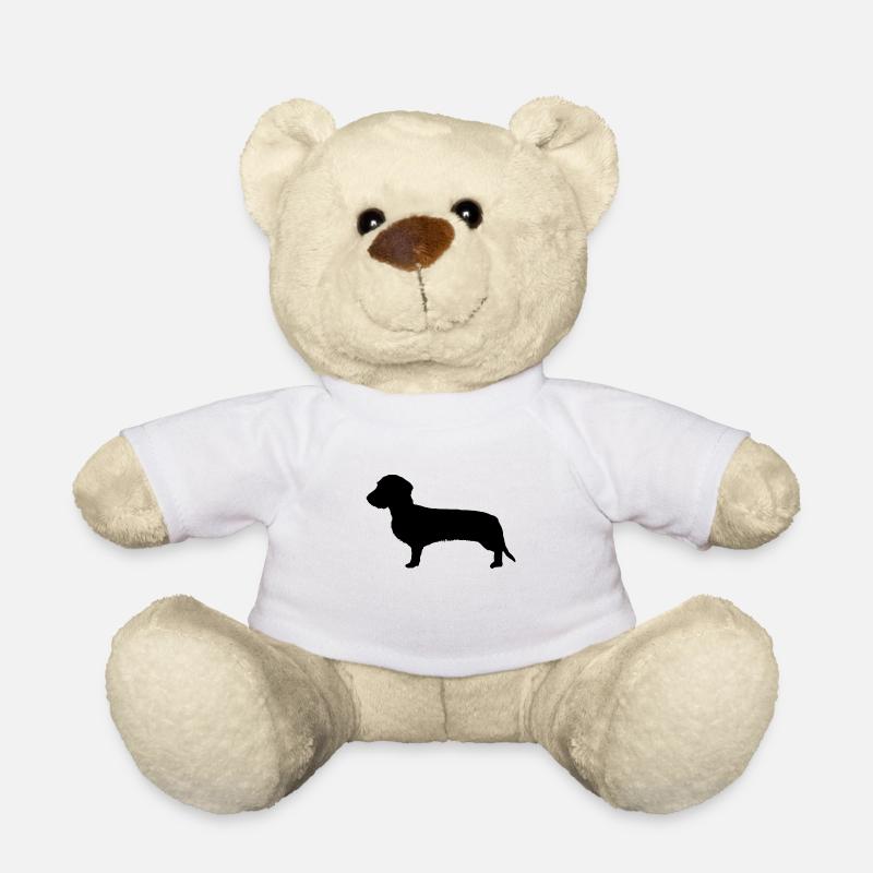 Rauhaardackel Silhouette Dackel Geschenkidee - Teddy - Weiß