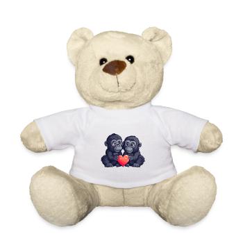 Couple De Gorilles Amoureux Animal Saint Valentin - Nounours - blanc - Devant