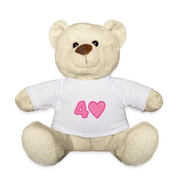 40. Geburtstag Herz - Teddy - Weiß - Vorne
