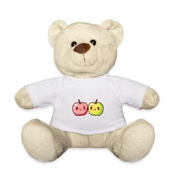 Apple Couple Love Heart Valentine's Day - Teddy Bear - white - Front