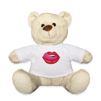 Bouche ouverte avec la langue - Nounours - blanc - Devant