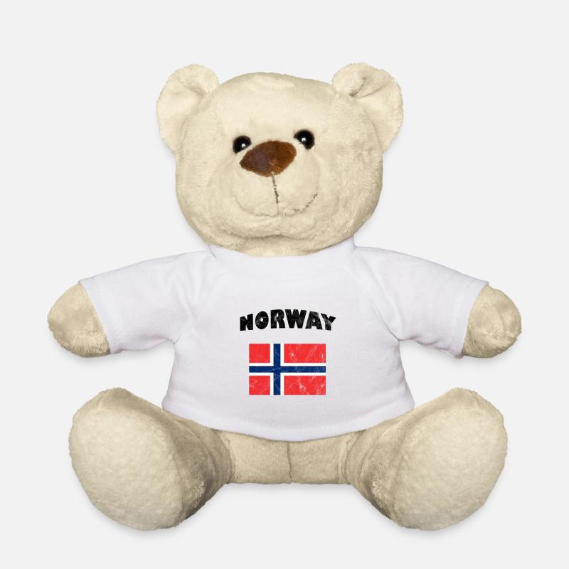 Drapeau norvégien - Nounours - blanc
