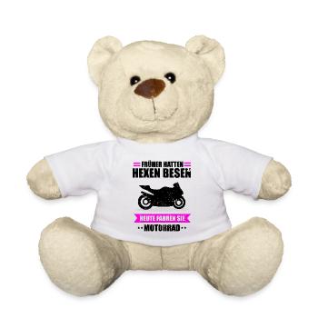 Motorrad Biker Bike Motorradfahrer Papa Geschenk - Teddy - Weiß - Vorne