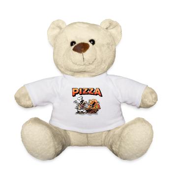Lustiges Pizzabäcker Geschenk & Geschenkidee - Teddy - Weiß - Vorne