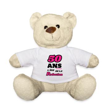 50 ans l’âge de la perfection anniversaire humour - Nounours - blanc - Devant