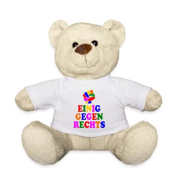 Einig gegen rechts - Teddy - Weiß - Vorne