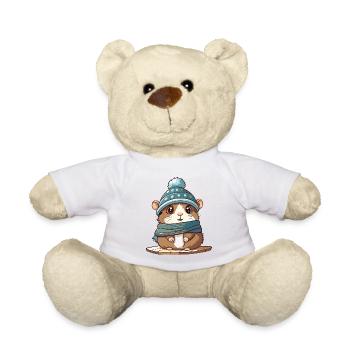 Niedlicher Hamster mit Schal und Pudelmütze. - Teddy - Weiß - Vorne
