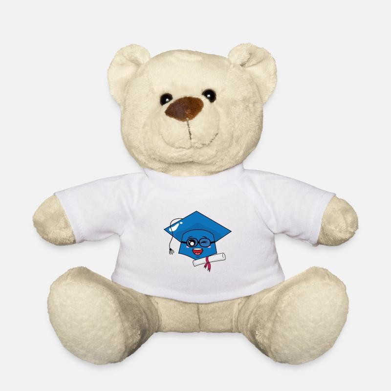 Nice graduation hat and diploma - Teddy Bear - white