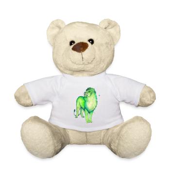 Grüner Löwe majestätisch, stark, mutig und frei - Teddy - Weiß - Vorne