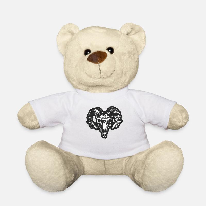 Bock Ziege Metal mit Pentagramm Geschenkidee - Teddy - Weiß