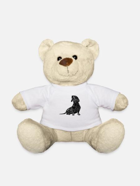 Sitzender Dackel - Teddy - Weiß