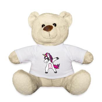 Dabbing Licorne avec lunettes de soleil - Nounours - blanc - Devant
