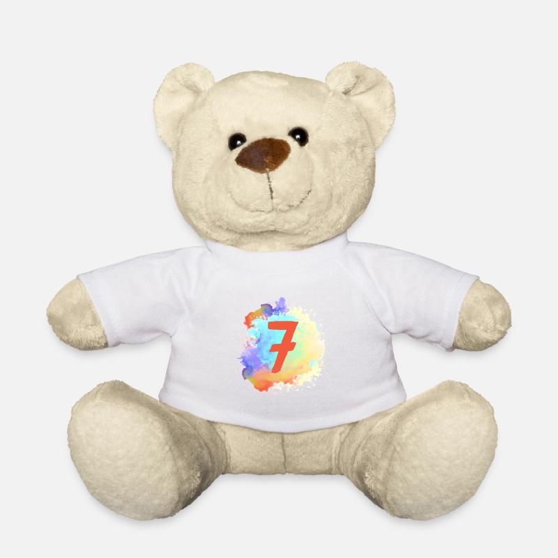 7 Zahl Klecks - Teddy - Weiß