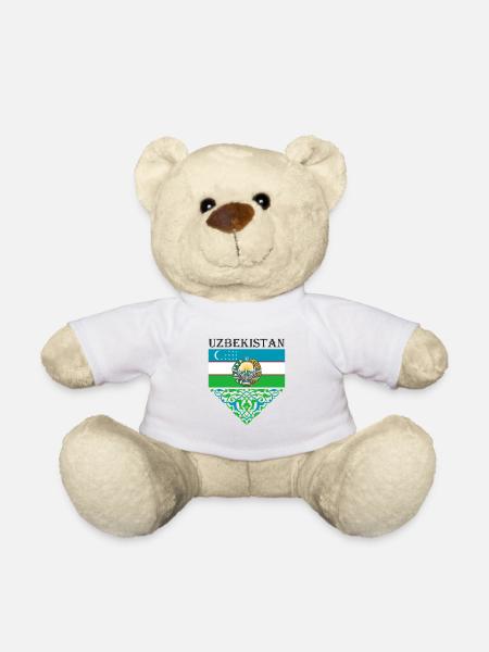 Usbekistan Flagge Heimat Usbek Geschenk - Teddy - Weiß