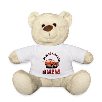 Speeder Fast Car Driving Speedster Gift - Teddy Bear - white - Front
