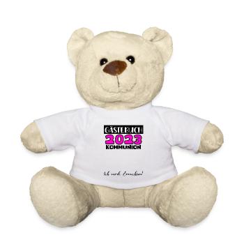 2023 Kommunion Gästebuch Mädchen Jungen Geschenk - Teddy - Weiß - Vorne