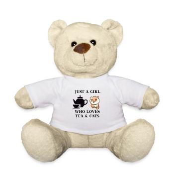 Tee Katze Geschenkidee süß niedlich Teekanne - Teddy - Weiß - Vorne