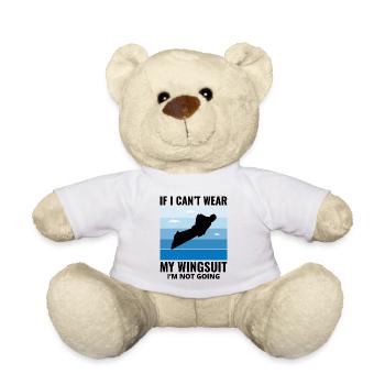 Wingsuit flying Base Jumping Skydiving Wingsuiting - Teddy Bear - white - Front