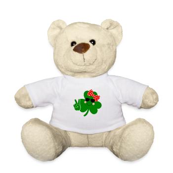 St Patricks Day Accessoires Ireland Shamrock Deko - Teddy - Weiß - Vorne
