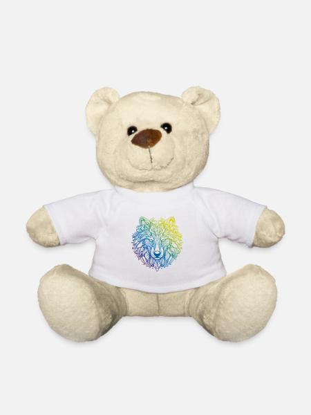 Wolf Mandala Boho - Teddy - Weiß