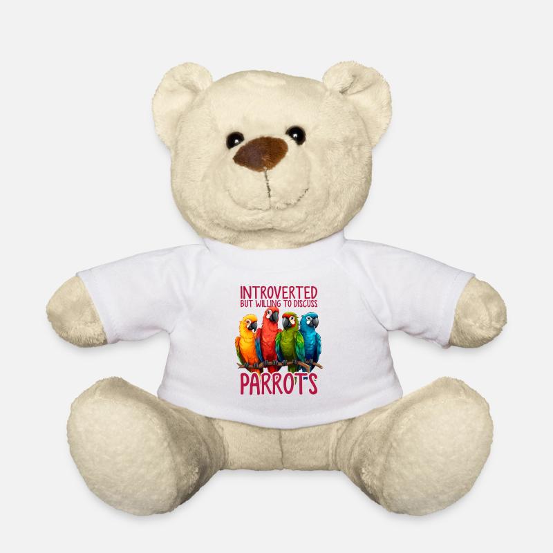 Funny Introvert Quaker Parrot Monk Parakeet Bird - Teddy Bear - white