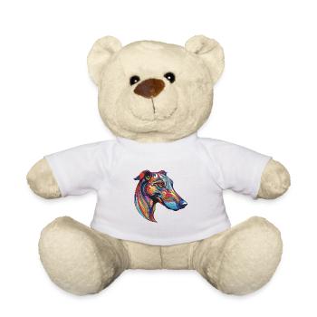 Greyhound Dog Portrait - Teddy Bear - white - Front