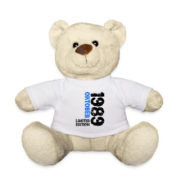1989 Oktober Limited Edition 34. Geburtstag Deko - Teddy - Weiß - Vorne