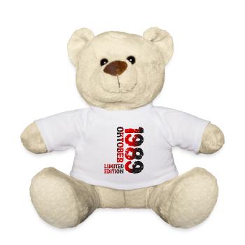 1989 Oktober Limited Edition 34. Geburtstag Deko - Teddy - Weiß - Vorne