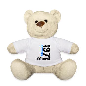 1971 Oktober Limited Edition 52. Geburtstag Deko - Teddy - Weiß - Vorne