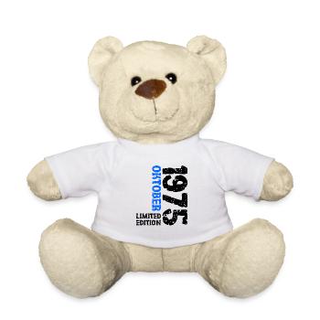 1975 Oktober Limited Edition 48. Geburtstag Deko - Teddy - Weiß - Vorne
