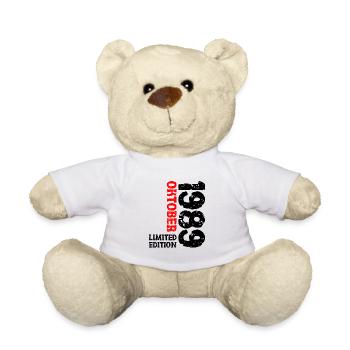 1989 Oktober Limited Edition 34. Geburtstag Deko - Teddy - Weiß - Vorne