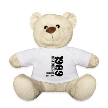 1989 Oktober Limited Edition 34. Geburtstag Deko - Teddy - Weiß - Vorne