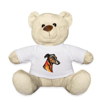 Greyhound Dog Head - Teddy Bear - white - Front