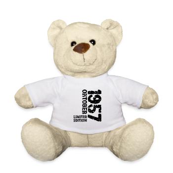 1957 October Limited Edition 66th Birthday Decoration - Teddy Bear - white - Front