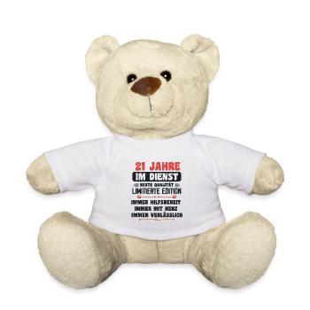 21 Jahre im Dienst 21 Jähriges Dienstjubiläum - Teddy - Weiß - Vorne