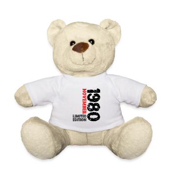 1980 November Limited Edition 43. Geburtstag Deko - Teddy - Weiß - Vorne