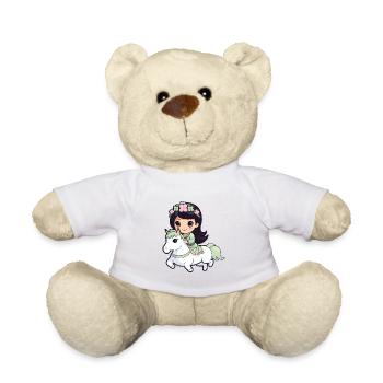 Bande dessinée de cheval de princesse - Nounours - blanc - Devant
