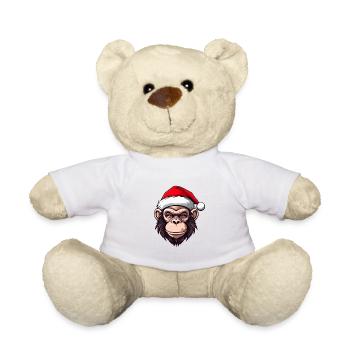 Portrait de singe Noël - Nounours - blanc - Devant