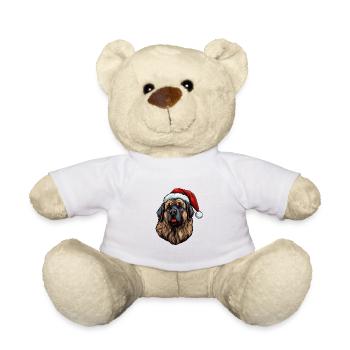 Portrait de Noël tête de chien Leonberg - Nounours - blanc - Devant