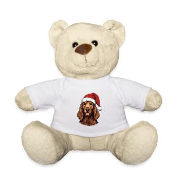 Irish Setter Dog Head Christmas Portrait - Teddy Bear - white - Front