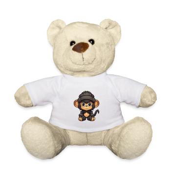 Monkey Winter Animal Baby Comic - Teddy Bear - white - Front