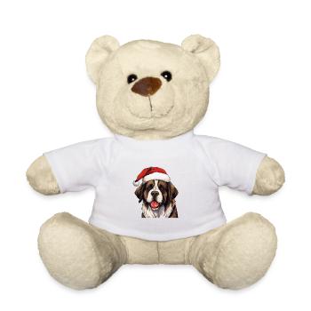 Saint Bernand Dog Christmas Portrait Xmas - Teddy Bear - white - Front