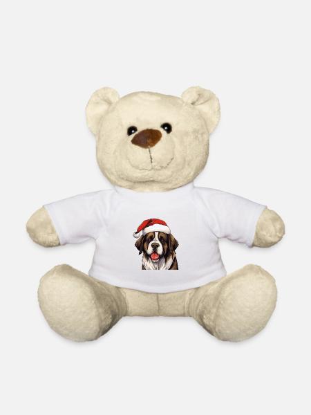 Saint Bernand Hund Weihnachten Porträt Xmas - Teddy - Weiß