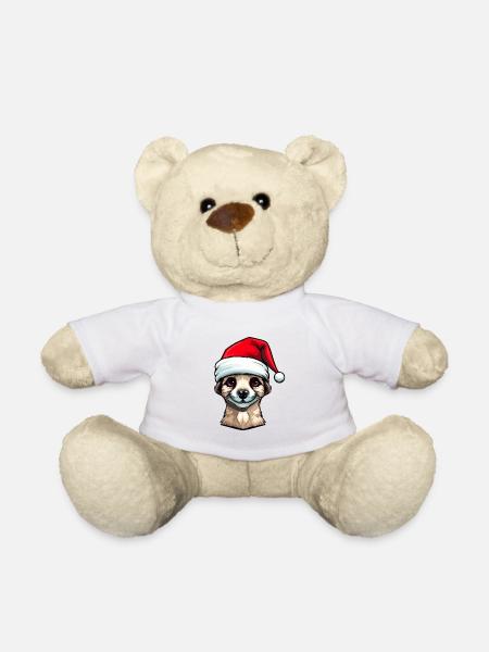 Erdmännchen Weihnachten Tier Porträt Xmas - Teddy - Weiß