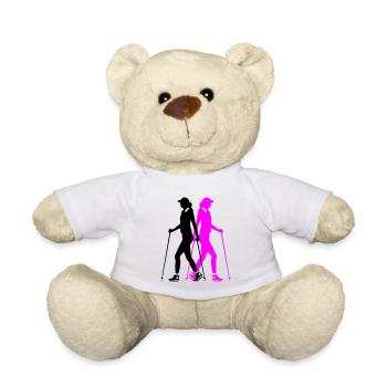 Nordic Walking Woman Silhouette - Teddy Bear - white - Front