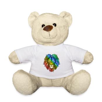 Lion Head Colorful - Teddy Bear - white - Front