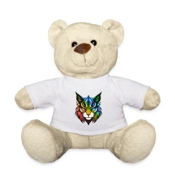 Katze Symbol Kopf Bunt - Teddy - Weiß - Vorne