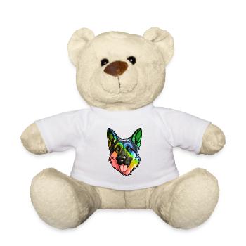 Tête de chien de berger allemand colorée - Nounours - blanc - Devant